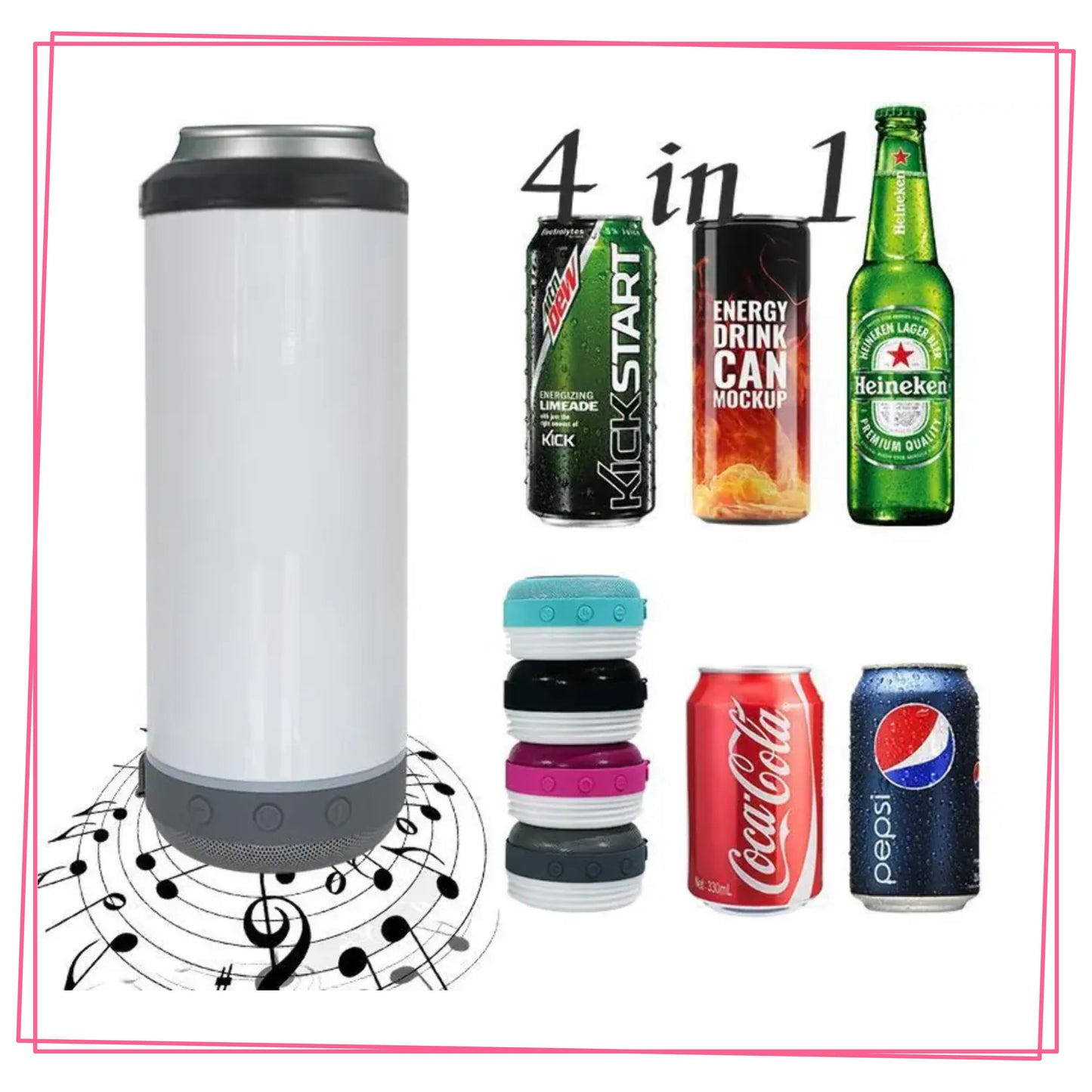 American Flag Distressed - 16 oz 4-in-1 Tumbler and Can Cooler with a Bluetooth speaker