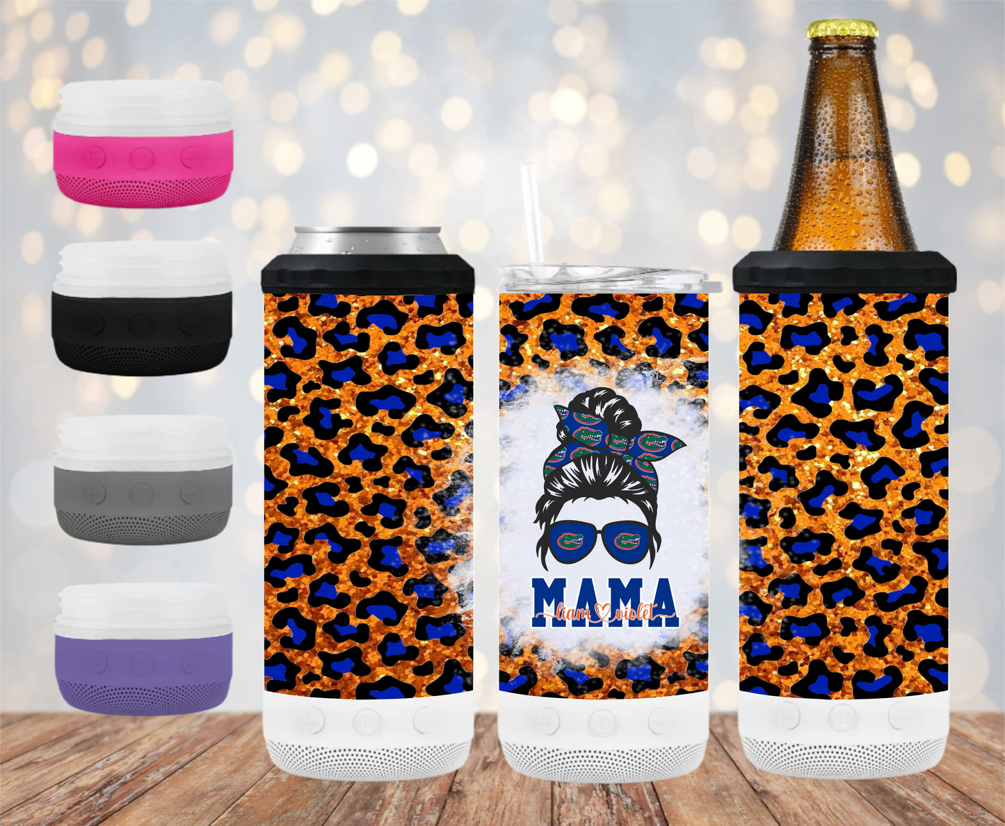 Florida Gators Mama- 16 oz 4-in-1 Tumbler and Can Cooler with a Bluetooth speaker