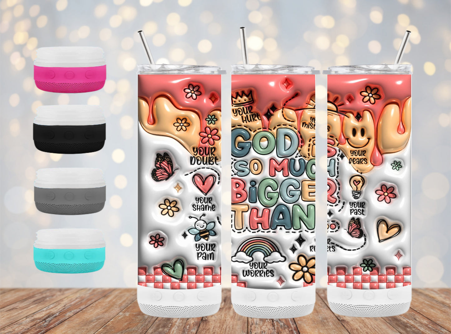 God Is So Much Bigger Inflatable - 20 oz Bluetooth Speaker Tumbler
