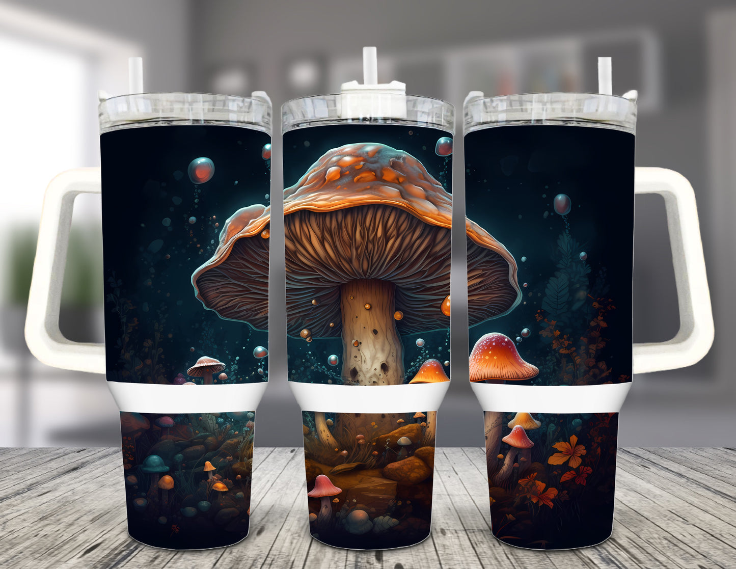 Funky Mushroom 40 oz Tumbler with Handle