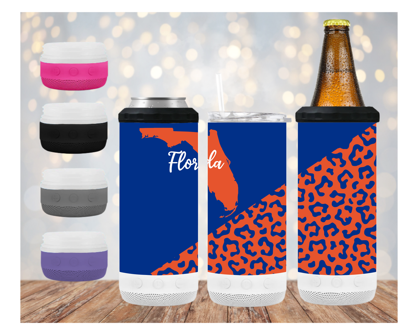 Florida Gators Orange and Blue- 16 oz 4-in-1 Tumbler and Can Cooler with a Bluetooth speaker