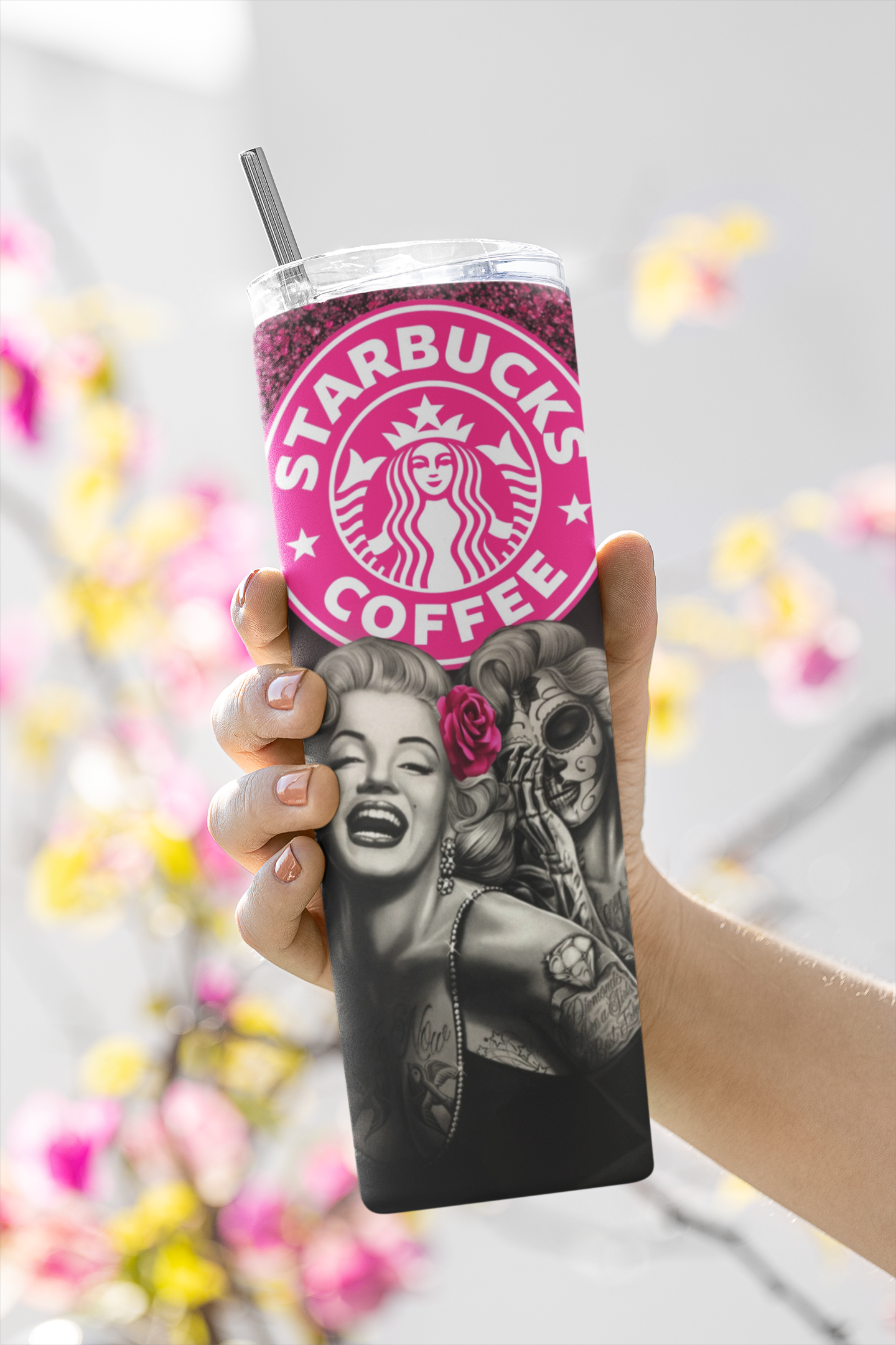 Marilyn Monroe Starbucks Skinny Tumbler with lid and reusable straw