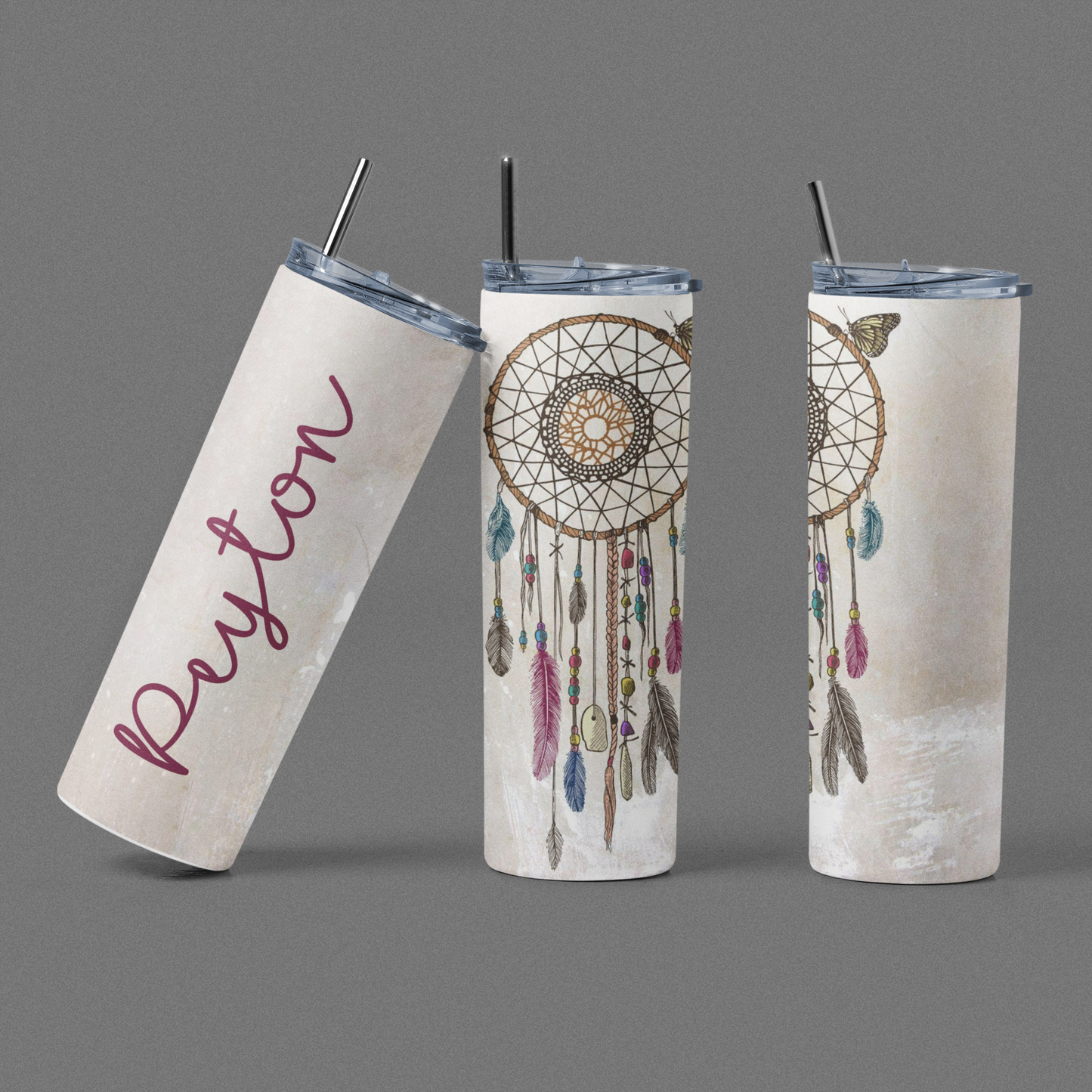 Dream Catcher Skinny Tumbler with lid and reusable straw