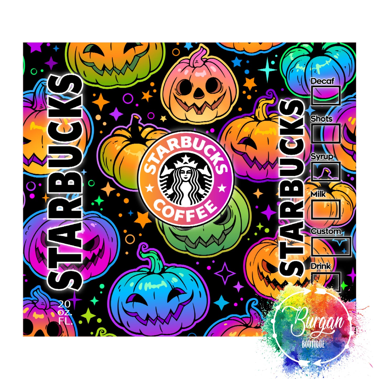 Pumpkin Starbucks Skinny Tumbler with lid and reusable straw
