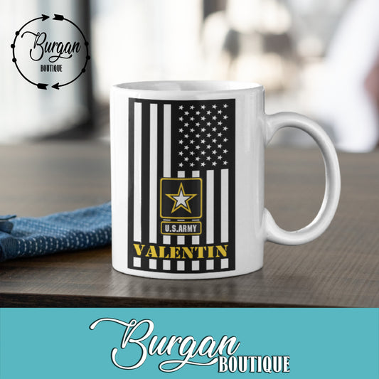 American Flag US Army Soldier 11 oz Mug *Name included