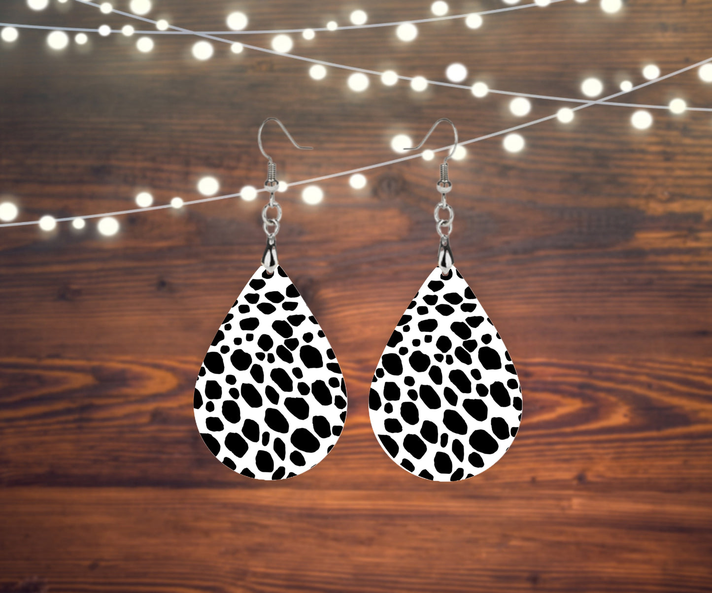 Black and White Animal Print Earrings