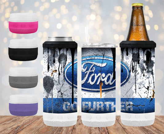 Ford Grunge - 16 oz 4-in-1 Tumbler and Can Cooler with a Bluetooth speaker