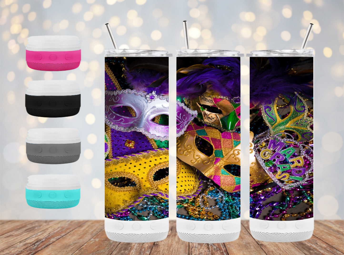 Mardi Gras - 20 oz Bluetooth Speaker Tumbler