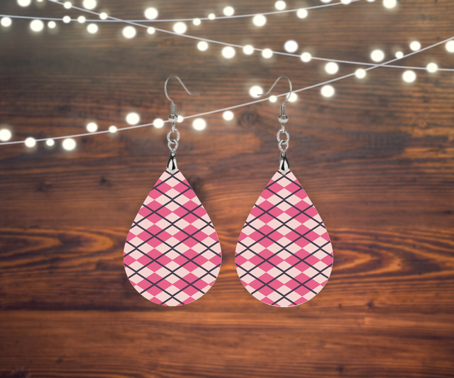 Pink Argyle Earrings