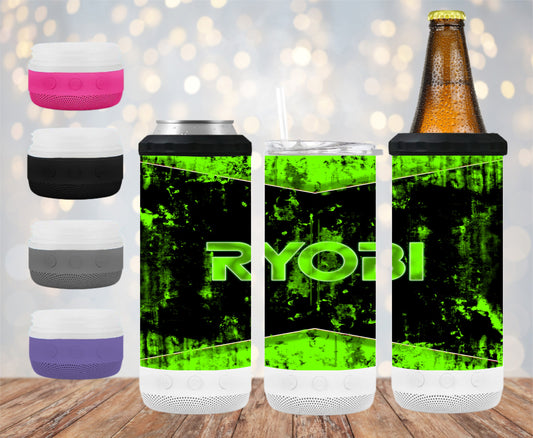Ryobi Tools - 16 oz 4-in-1 Tumbler and Can Cooler with a Bluetooth speaker
