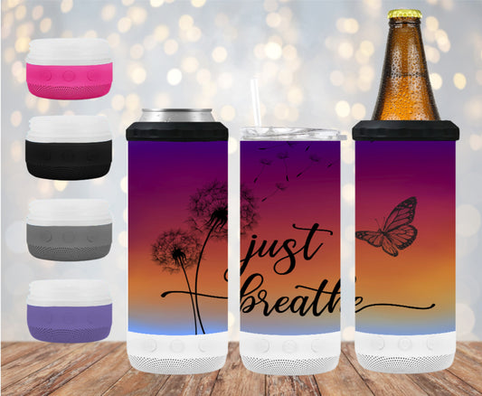 Just Breathe 16 oz 4-in-1 Tumbler and Can Cooler with a Bluetooth speaker