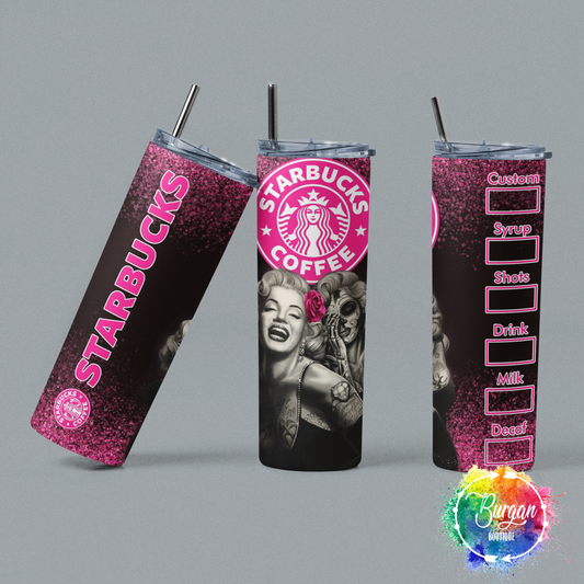 Marilyn Monroe Starbucks Skinny Tumbler with lid and reusable straw