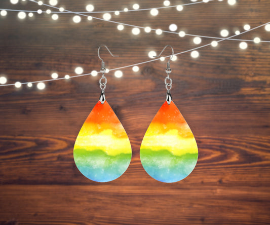 Rainbow Watercolor Earrings
