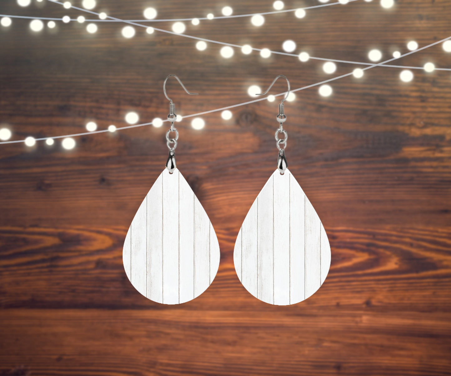 White Wood Earrings