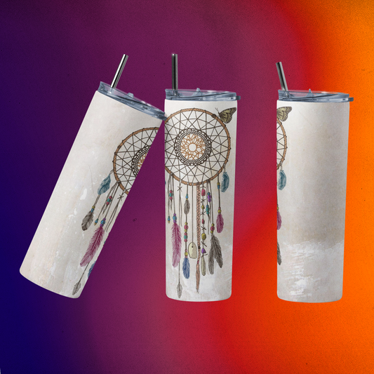 Dream Catcher Skinny Tumbler with lid and reusable straw