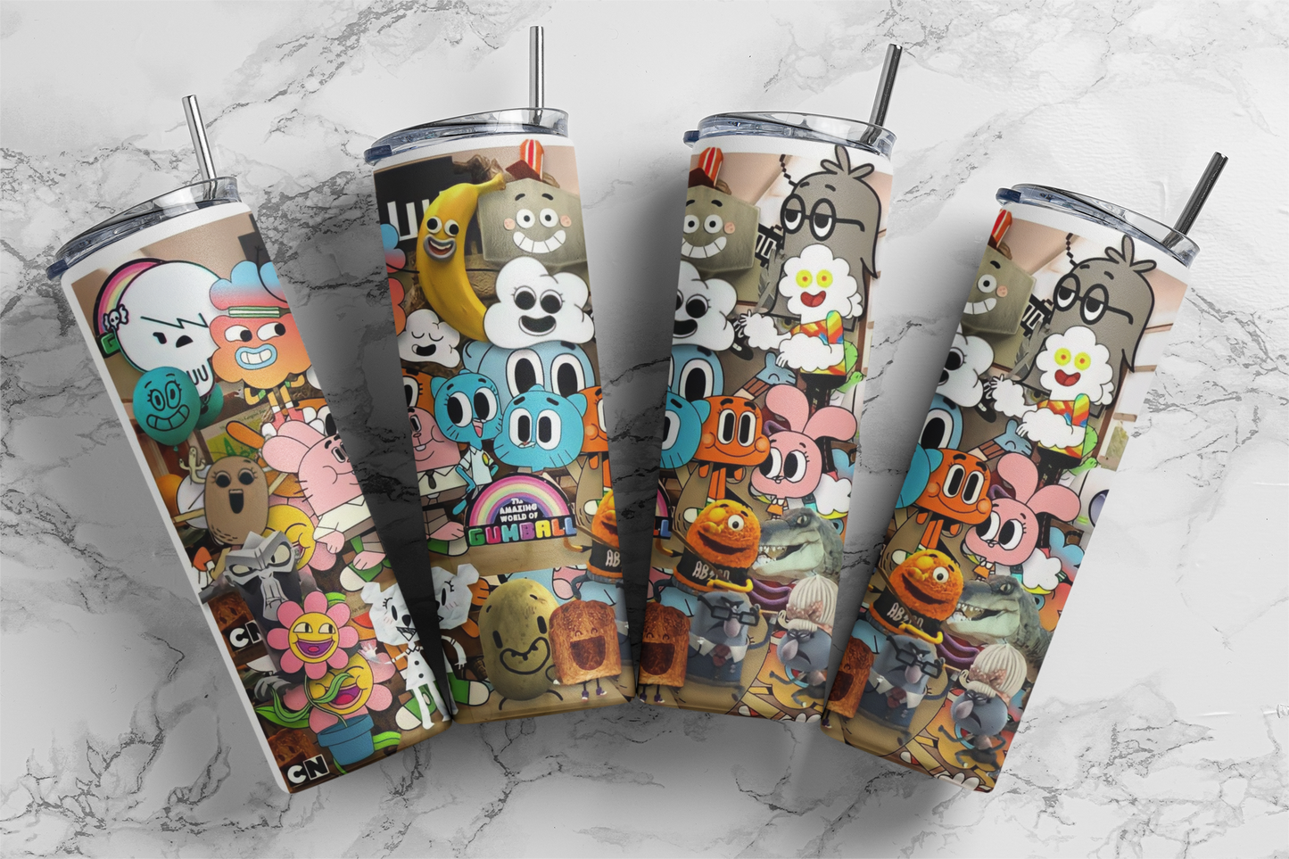 Cartoon Skinny Tumbler with lid and reusable straw  *Add Personalized Name